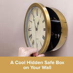 Gold Wall Clock & Hidden Safe - Secret Stashing - Concealment Furniture, Diversion Safes, Home Security Safes