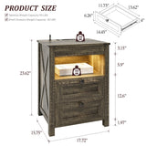 LED Nightstand with Gun Drawer & Invisible Lock – Human Sensor, Dark Oak