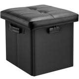 Storage Ottoman with Lock – Fireproof Folding Footstool Safe, Black