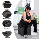 Storage Ottoman with Lock – Fireproof Folding Footstool Safe, Black