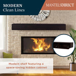 Floating Wood Mantel Shelf with Hidden Storage – 60", Coffee Bean
