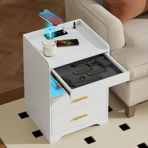 Gun Nightstand with Lockable Hidden Compartment