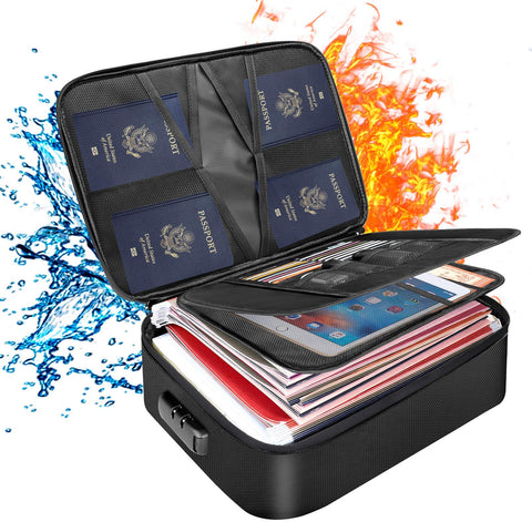 Fireproof Document Bag with Lock – Black