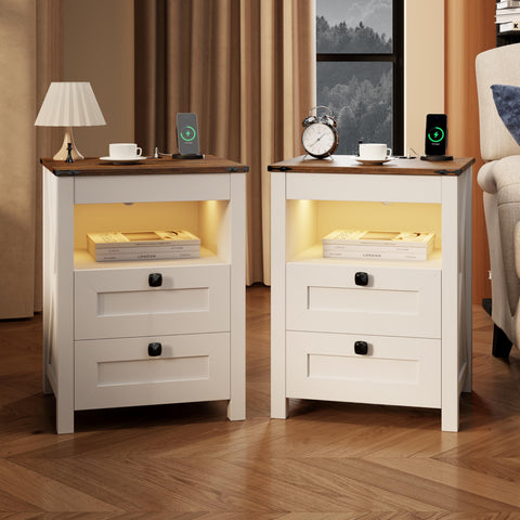 Farmhouse Smart Nightstand with Hidden Gun Drawer