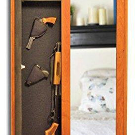 Hidden storage mirror In-wall gun safe concealment cabinet rifle